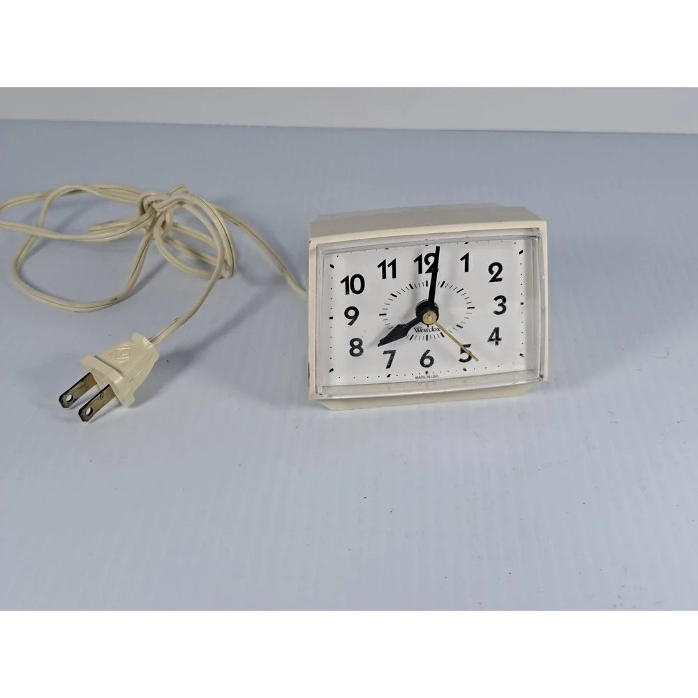Westclox E54 55 Electric Alarm Clock Cream Vintage Analog Made in USA 2209022540